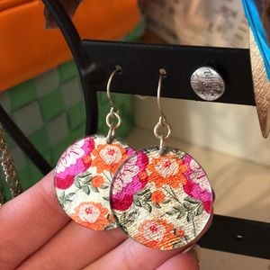 Floral Print Circle Earrings 🌸💐